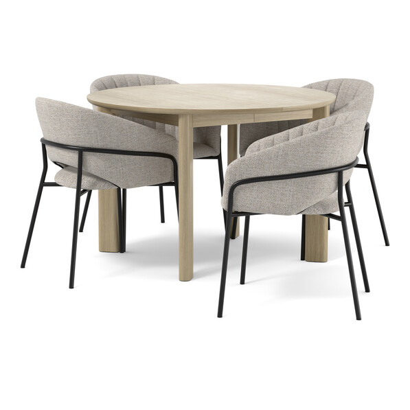 Amina - Matgrupp med 4 karmstolar Selina - Beige