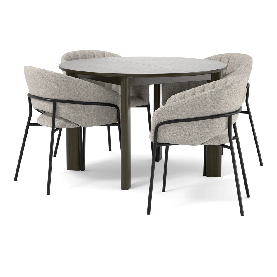Amina - Matgrupp med 4 karmstolar Selina - Beige