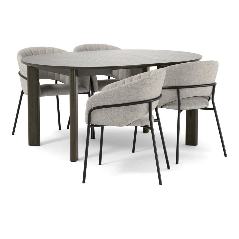 Amina - Matgrupp med 4 karmstolar Selina - Beige