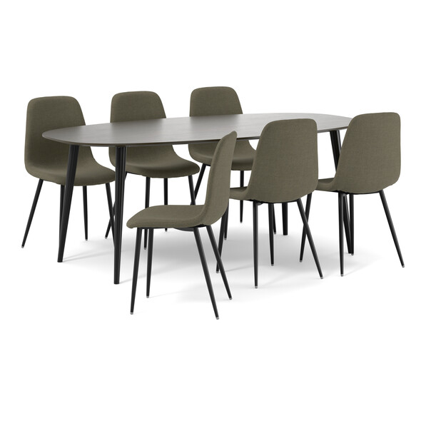 Plaine - Matgrupp med 6 stolar Tracy - Grå