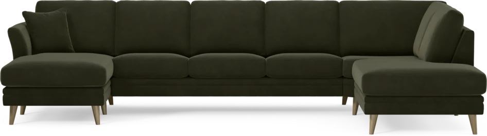 Eden - 3-sits soffa med schäslong vänster och divan höger - Grön
