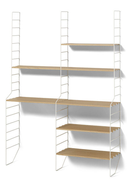 Wera - Vägghylla byggbar med 7 hyllplan, 120x18-30x164 cm - Vit