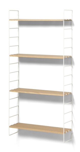 Wera - Vägghylla byggbar med 4 hyllplan, 60x18x121 cm - Vit