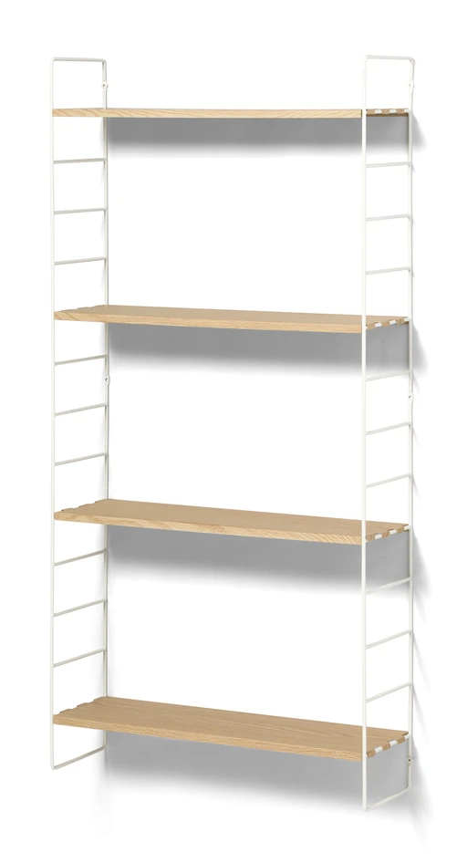 Wera - Vägghylla byggbar med 4 hyllplan, 60x18x121 cm - Vit
