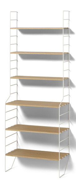 Wera - Vägghylla byggbar med 6 hyllplan, 60x18-30x164 cm - Vit