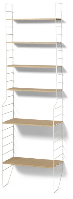 Wera, Vägghylla byggbar med 6 hyllplan, 60x18-30x198,4 cm