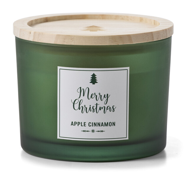 Merry Christmas - Doftljus, Apple Cinnamon, brinntid 35 h, 300 gr - Grön