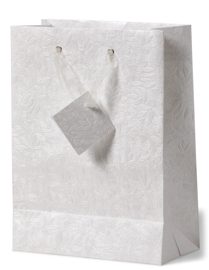 Gåva - Presentpåse, L 25 B 12 H 33 cm - Vit