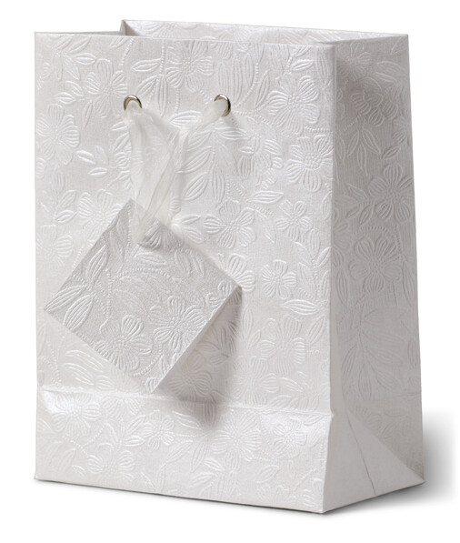 Gåva - Presentpåse, L 16,5 B 9 H 21,5 cm - Vit