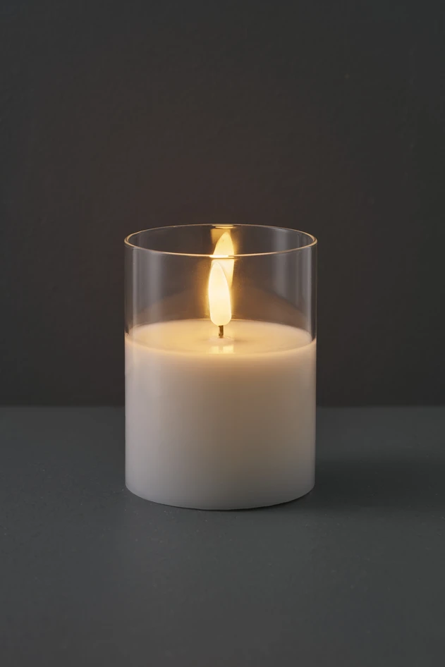 Gnistra - LED-ljus, H 10 Ø 7,5 cm, timer - Vit