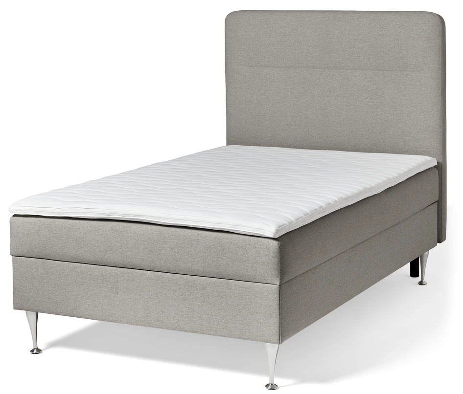 Ease - Manuellt ställbar säng med förvaring, enkelsäng 120x200 cm med bäddmadrass och sänggavel - Grå