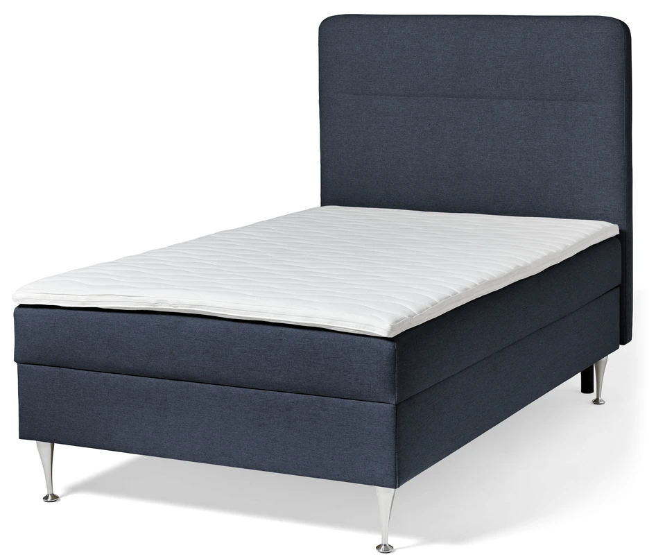 Ease - Manuellt ställbar säng med förvaring, enkelsäng 120x200 cm med bäddmadrass och sänggavel - Blå
