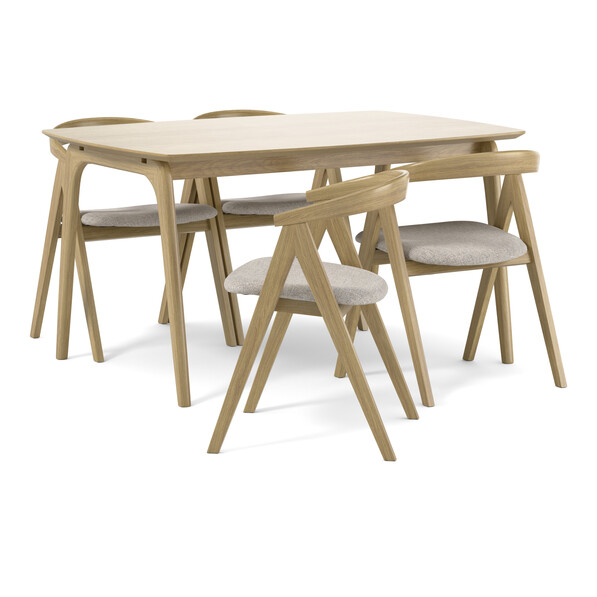 Nashua - Matgrupp med 4 stolar Arvid ek - Beige