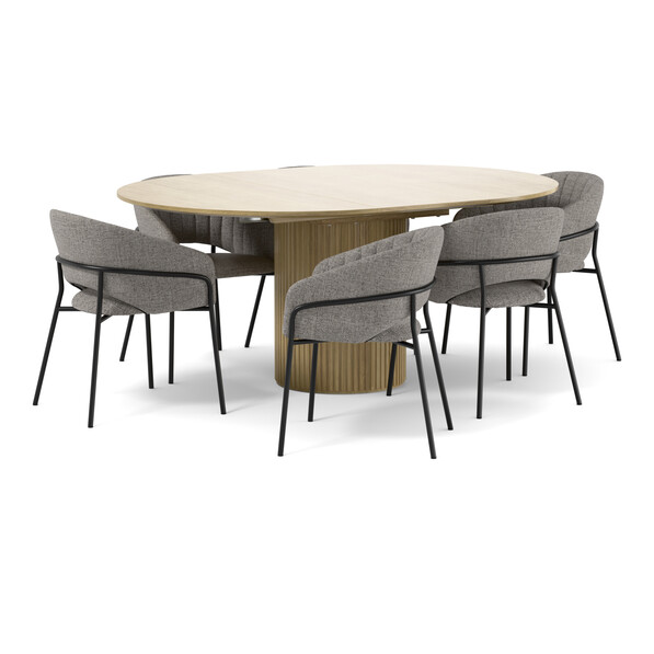 Astrid - Matgrupp med 6 karmstolar Selina - Brun