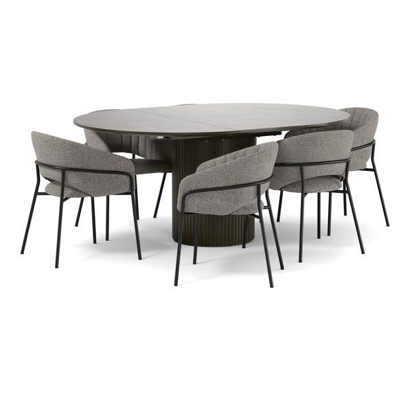 Astrid - Matgrupp med 6 karmstolar Selina - Brun