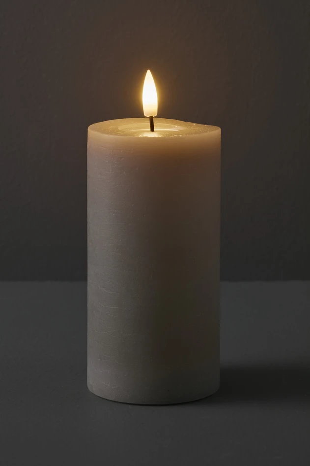 Skimra - LED-ljus, H 14,5 Ø 7,5 cm, timer - Grå