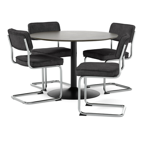 Plaine - Matgrupp med 4 stolar Merano - Brun