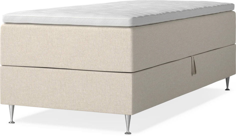 New York - Förvaringssäng, enkelsäng med bäddmadrass och sängben - Beige