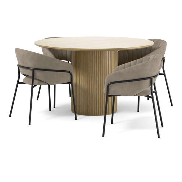 Astrid - Matgrupp med 4 karmstolar Selina - Beige