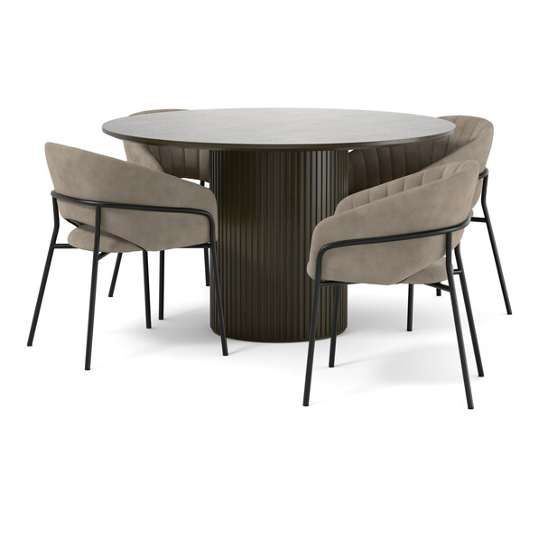 Astrid - Matgrupp med 4 karmstolar Selina - Beige