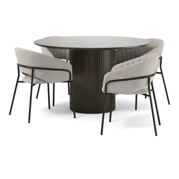 Astrid - Matgrupp med 4 karmstolar Selina - Beige