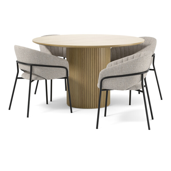 Astrid - Matgrupp med 4 karmstolar Selina - Gul