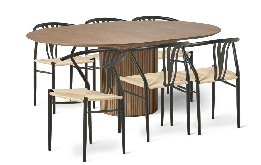 Astrid - Matgrupp med 6 stolar Yngve - Beige