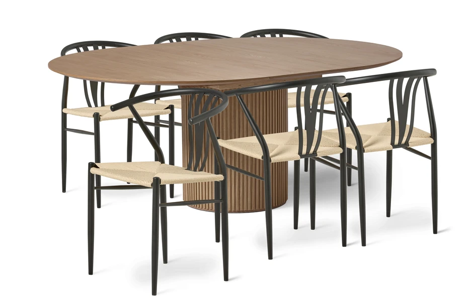 Astrid - Matgrupp med 6 stolar Yngve - Beige