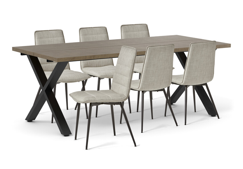 Veneto - Matgrupp med 6 stolar Rasmus - Beige
