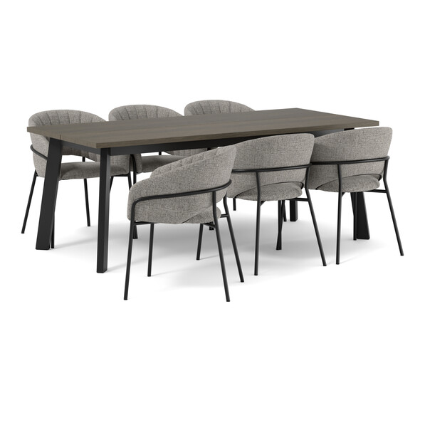 Nomad - Matgrupp med 6 karmstolar Selina - Grå