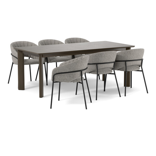 Amina - Matgrupp med 6 karmstolar Selina - Svart