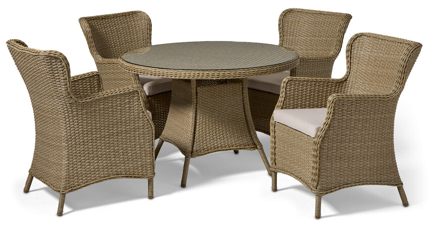 Delicia - Utegrupp med bord och 4 fåtöljer - Beige