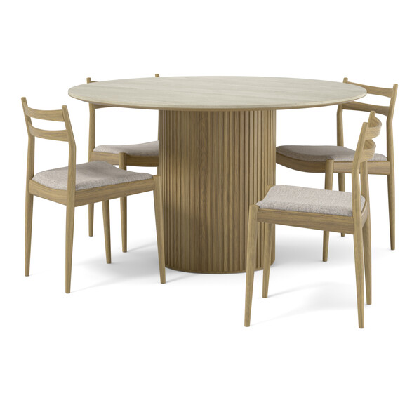 Astrid - Matgrupp med 4 stolar Ines - Beige