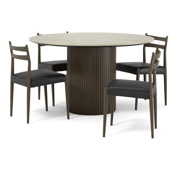 Astrid - Matgrupp med 4 stolar Ines - Brun