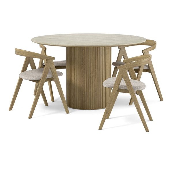 Astrid - Matgrupp med 4 stolar Arvid - Beige