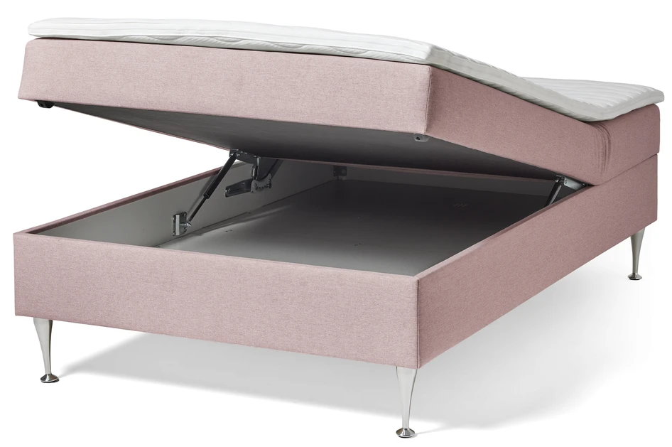 Ease - Manuellt ställbär säng med förvaring, enkelsäng 120x200 cm med bäddmadrass - Rosa