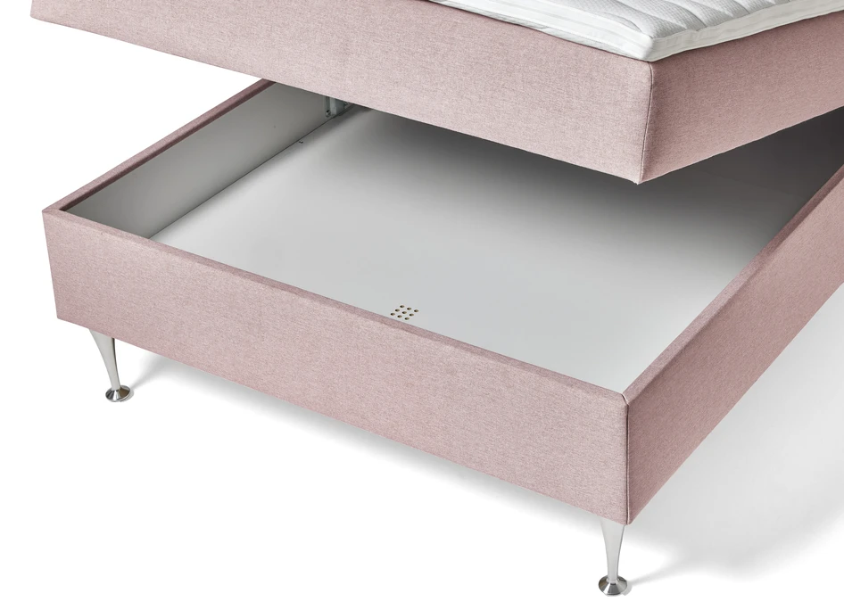 Ease - Manuellt ställbär säng med förvaring, enkelsäng 120x200 cm med bäddmadrass - Rosa