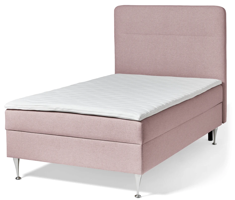 Ease - Manuellt ställbar säng med förvaring, enkelsäng 120x200 cm med bäddmadrass och sänggavel - Rosa
