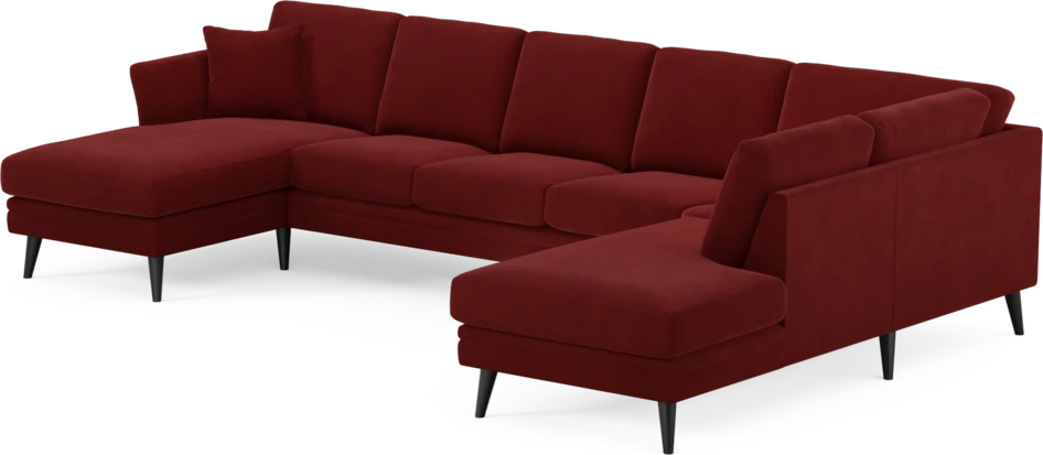 Eden - 3-sits soffa med schäslong vänster och divan höger - Röd