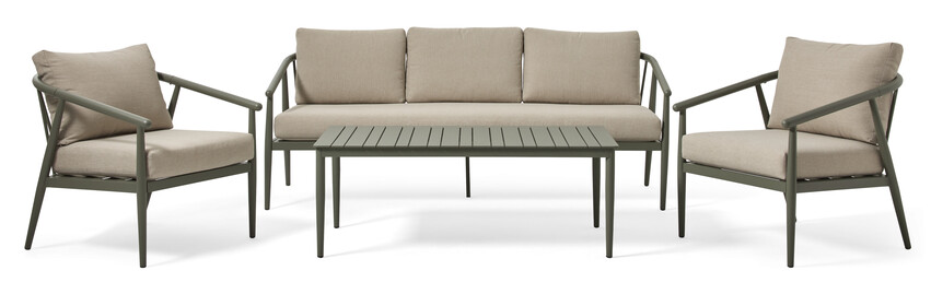 Somersby - Utegrupp med soffa, 2 fåtöljer och bord - Grön