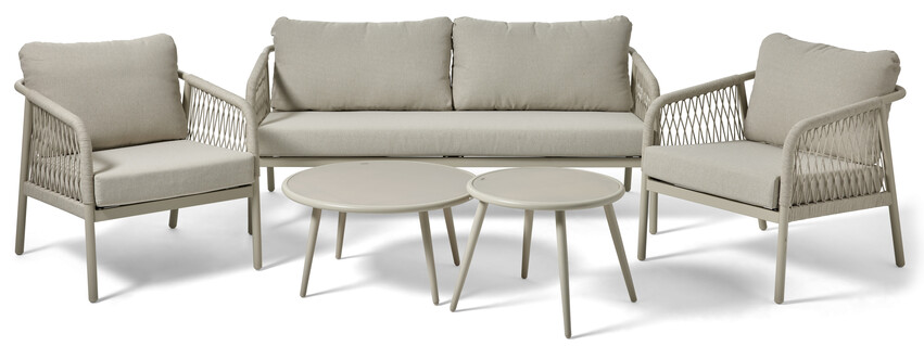 Barcelona - Utegrupp med soffa, 2 fåtöljer och bord - Beige