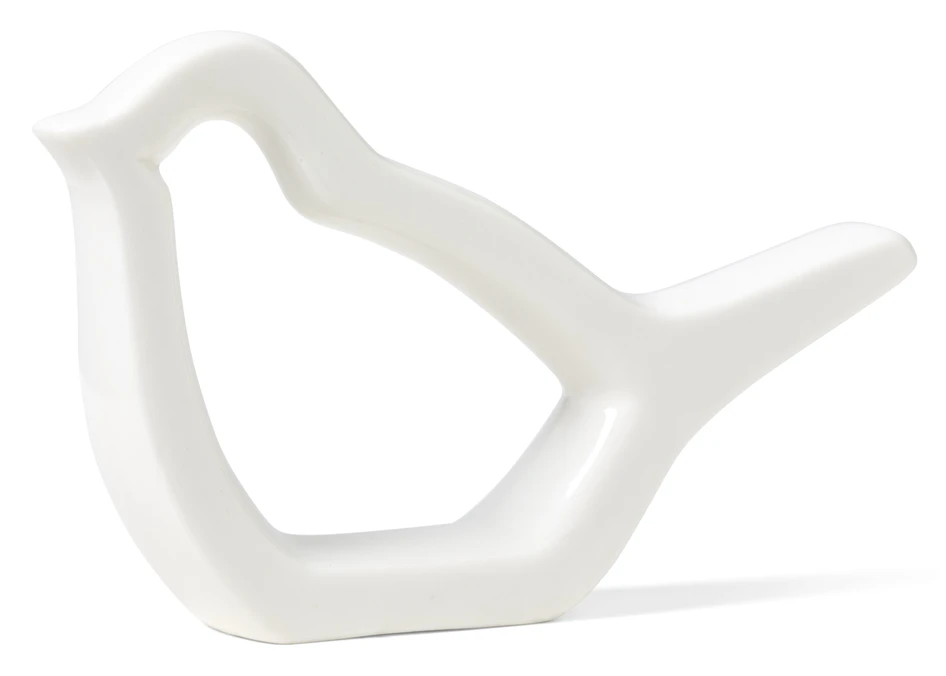 Fågel - Prydnadsföremål, L 13,6 B 2,6 H 8,5 cm - Vit