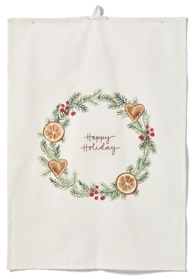 Happy holiday - Kökshandduk, 50x70 cm - Vit