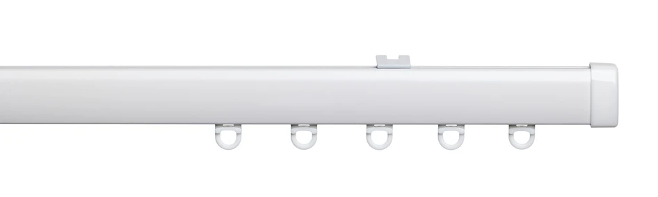 Flexi set - Gardinskena med fäste, glid och fingerkrok, L160 cm - Vit