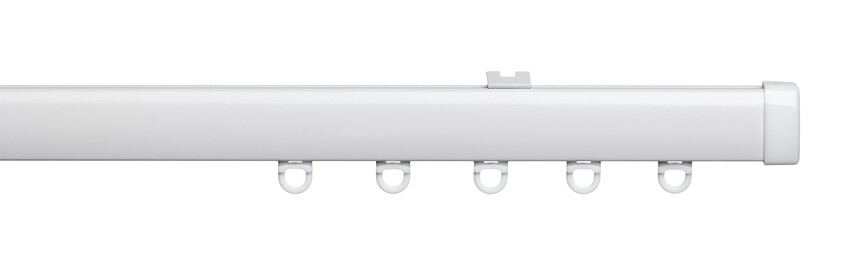 Flexi set - Gardinskena med fäste, glid och fingerkrok, L200 cm - Vit