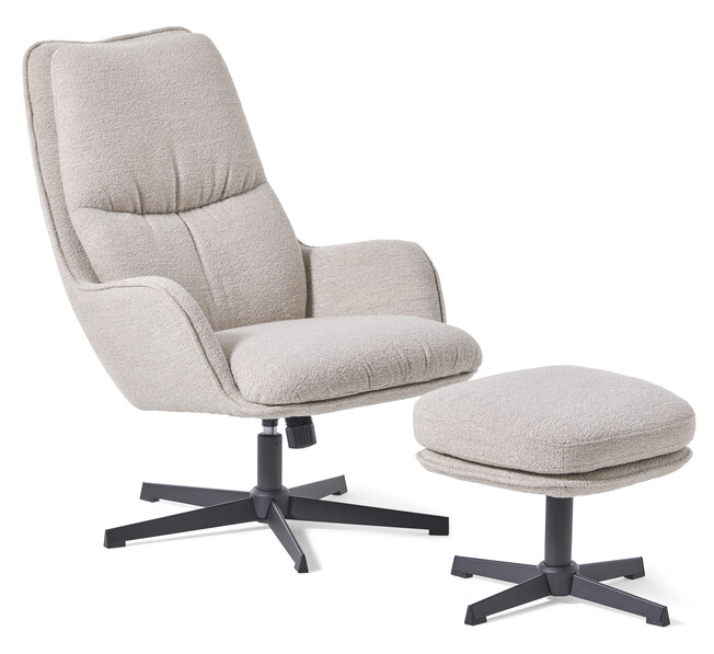 Blake - Fåtölj med fotpall - Beige