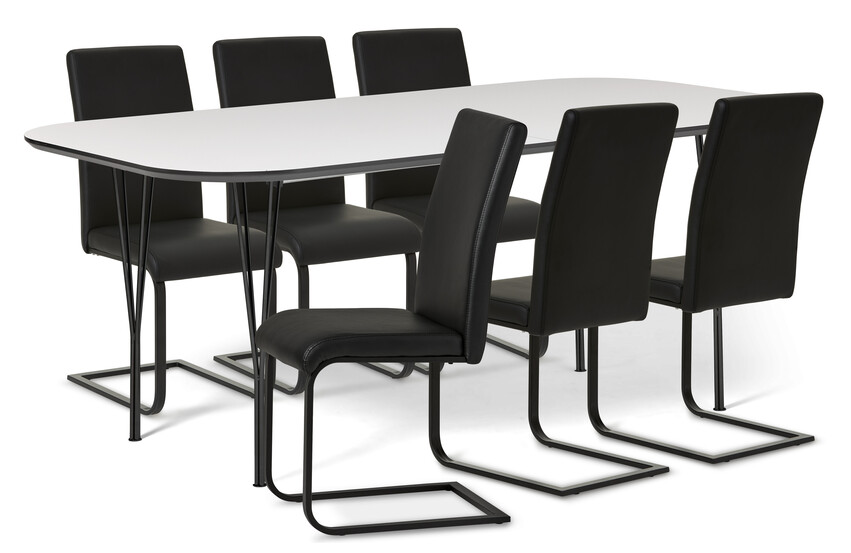 Santino - Matgrupp med 6 stolar Jack - Svart