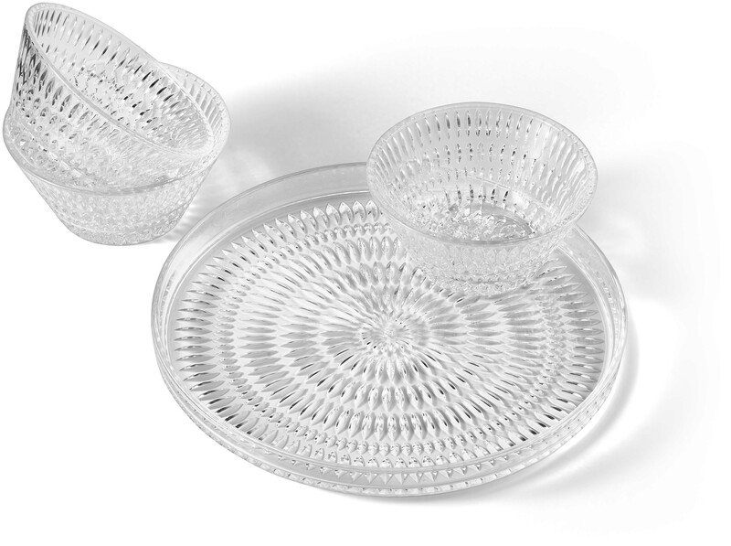 Ethno - Serveringsset, H 10,4 Ø 22 cm, 4 delar - Vit