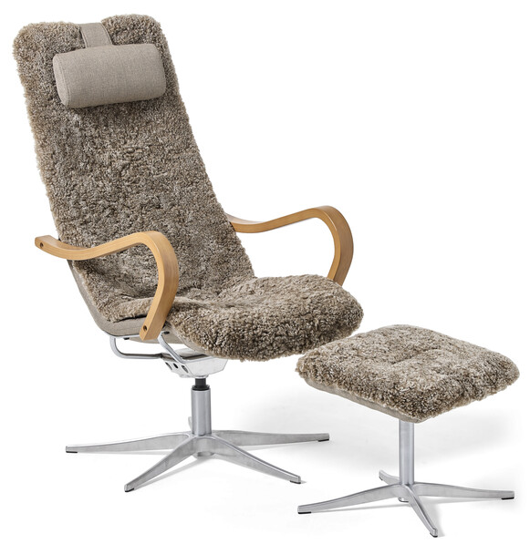 Anne - Fåtölj med fotpall - Brun