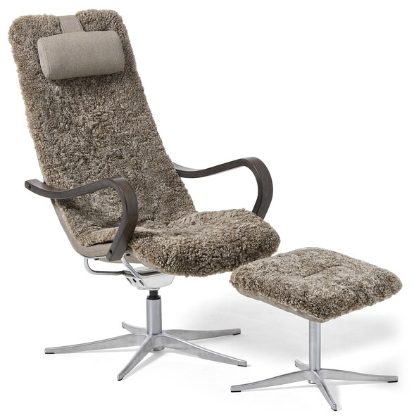 Anne - Fåtölj med fotpall - Brun